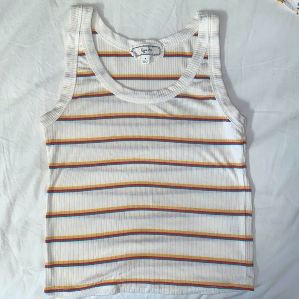 Stripe White Tank Top